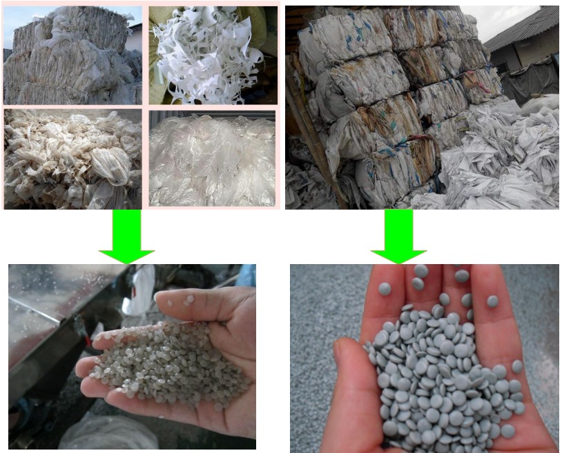 PP PE woven bags Non-woven fabric recycling granules production line